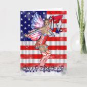 星や縞模様に17誕生日の妖精がおめでとう カード (正面)