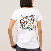 星よくはしゃぐとボールのある猫 Tシャツ (裏面)