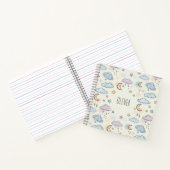 星よくはしゃぐ、月、ふわふわした雲 ノートブック (内部)