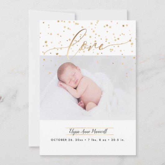 星をまき散らし、誕生の告知+ありがとう 招待状 (正面)