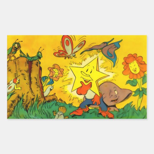 星をキラキラ光らせる。ステッカー–7形状および2サイズ 長方形シール (正面)