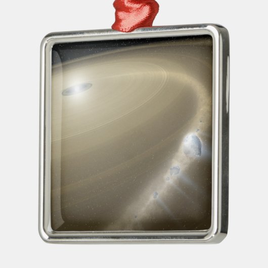 星を切り裂のまわりにかれる彗星 メタルオーナメント (左)