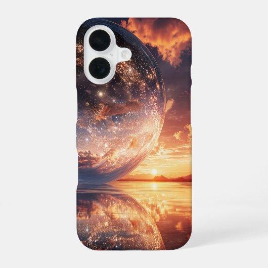 星を含む超現実的な反射球体 iPhone 16ケース (裏面)