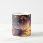 星を含む超現実的な反射球 コーヒーマグカップ (中央)