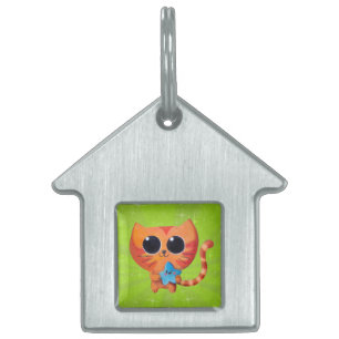 星を持つかわいいオレンジ猫 ペットネームタグ