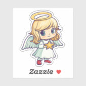 星を持つかわいい天使 シール (シート)