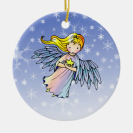 星を持つ可愛い天使のクリスマスオーナメント セラミックオーナメント