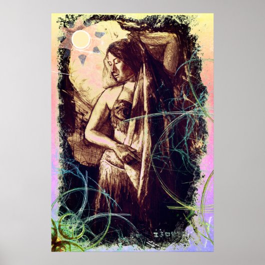 星を持つ女性ベリーダンサー ポスター (正面)