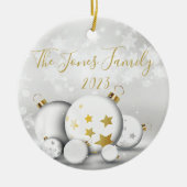 星を持つ白と金ゴールドのオーナメント – パーソナライズ セラミックオーナメント (正面)