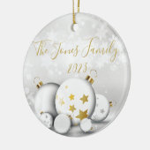 星を持つ白と金ゴールドのオーナメント – パーソナライズ セラミックオーナメント (左)