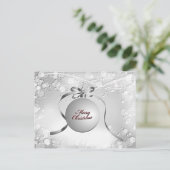 星を持つ銀色のメリークリスマスバルブオーナメント シーズンポストカード (スタンド正面)