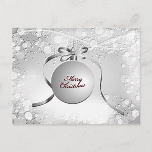 星を持つ銀色のメリークリスマスバルブオーナメント シーズンポストカード (正面)