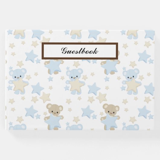星を持つ青とタンのテディベア ゲストブック (正面)