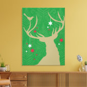 星を持つ鹿のぶら下がったシルエット キャンバスプリント (インサイチュ (リビング))