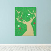 星を持つ鹿のぶら下がったシルエット キャンバスプリント (インサイチュ (ウッドフロア))