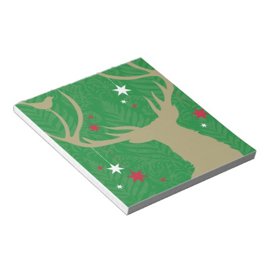 星を持つ鹿のぶら下がったシルエット ノートパッド (アングル)