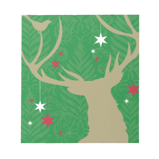 星を持つ鹿のぶら下がったシルエット ノートパッド (正面)