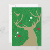 星を持つ鹿のぶら下がったシルエット ポストカード (正面/裏面)