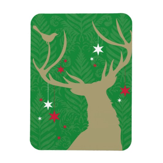 星を持つ鹿のぶら下がったシルエット マグネット (縦)