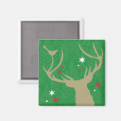 星を持つ鹿のぶら下がったシルエット マグネット (正面/裏面)