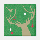 星を持つ鹿のぶら下がったシルエット マグネット (正面)