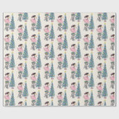 星を木に置くヴィンテージクリスマスガール ラッピングペーパー (フラット)