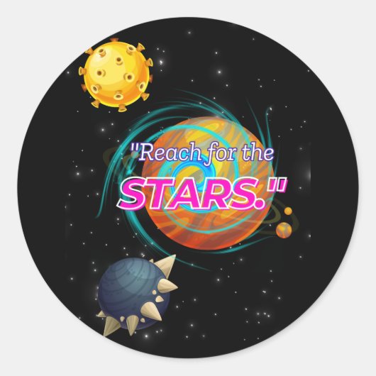 星を求めて手を伸ばす ラウンドシール (正面)