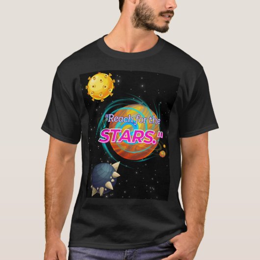 星を求めて手を伸ばす Tシャツ (正面)