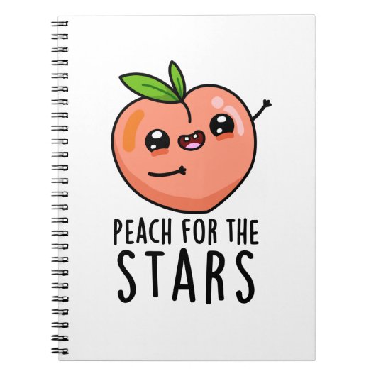 星を目指して!かわいい桃のユーモア ノートブック (正面)