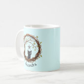 星を眺めるかわいい黒い子猫 コーヒーマグカップ (正面左)