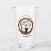 星を眺めるかわいい黒い子猫 タンブラーグラス (裏面)