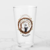 星を眺めるかわいい黒い子猫 タンブラーグラス (正面)