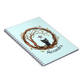 星を眺めるかわいい黒い子猫 ノートブック (右側)