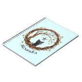 星を眺めるかわいい黒い子猫 ノートブック (左側)