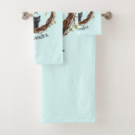 星を眺めるかわいい黒い子猫 バスタオルセット