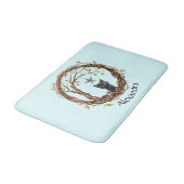 星を眺めるかわいい黒い子猫 バスマット (アングル)