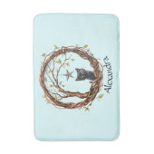 星を眺めるかわいい黒い子猫 バスマット (正面縦)