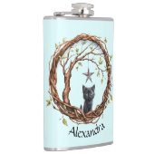 星を眺めるかわいい黒い子猫 フラスク (右)