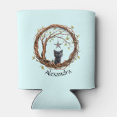 星を眺めるかわいい黒い子猫 缶クーラー (裏面)