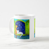 星を眺める猫のコーヒー・マグ コーヒーマグカップ (正面左)