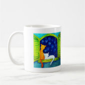 星を眺める猫のコーヒー・マグ コーヒーマグカップ (左)