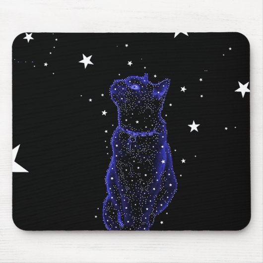 星を眺める猫のマウスパッド マウスパッド (正面)
