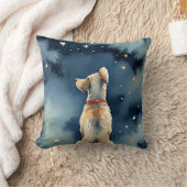星を見つめる水色の犬 クッション (ブランケット)