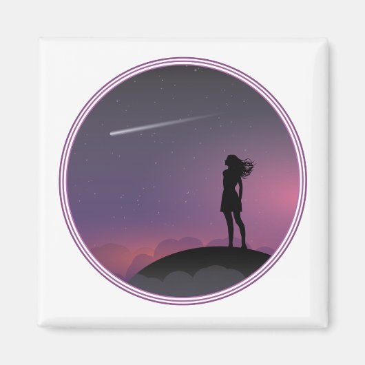 星を見る女の子 マグネット (正面)