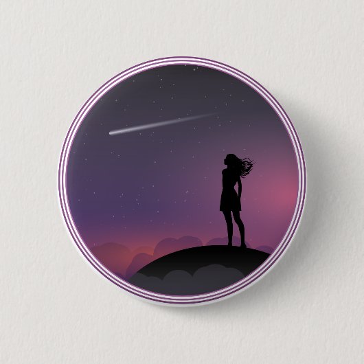 星を見る女の子 缶バッジ (正面)