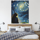 星を見る女性 キャンバスプリント (インサイチュ (寝室))