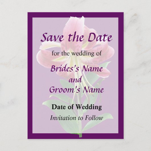 星を見上げるリリー ウエディング セーブ・ザ・デート 案内ポストカード (正面)