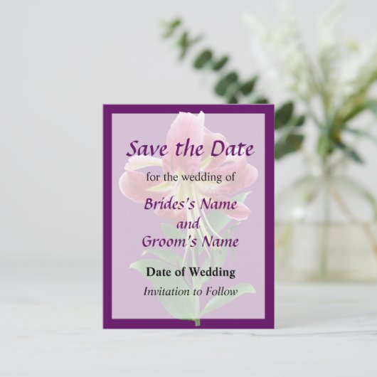 星を見上げるリリー　ウエディング　セーブ・ザ・デート 案内ポストカード (スタンド正面)