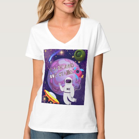 星を超えて、宇宙飛行士 Tシャツ (正面)