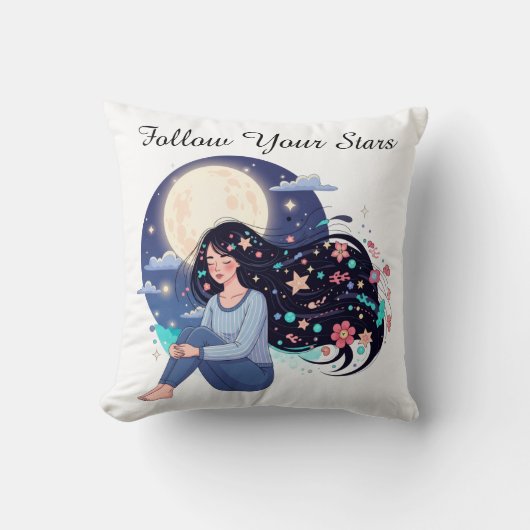 星を追って 天体の女性 アートプリント | 月 クッション (正面)